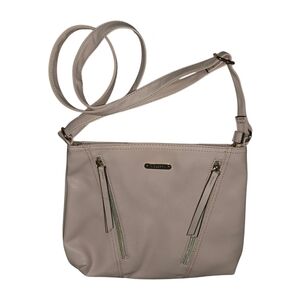 Rosetti Blush Pink Faux Leather Crossbody Bag with Front Zip Pockets